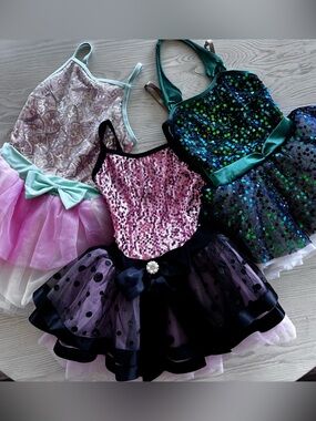 Dance Recital Dresses Lot Of Three- Est. Size 2T-3T